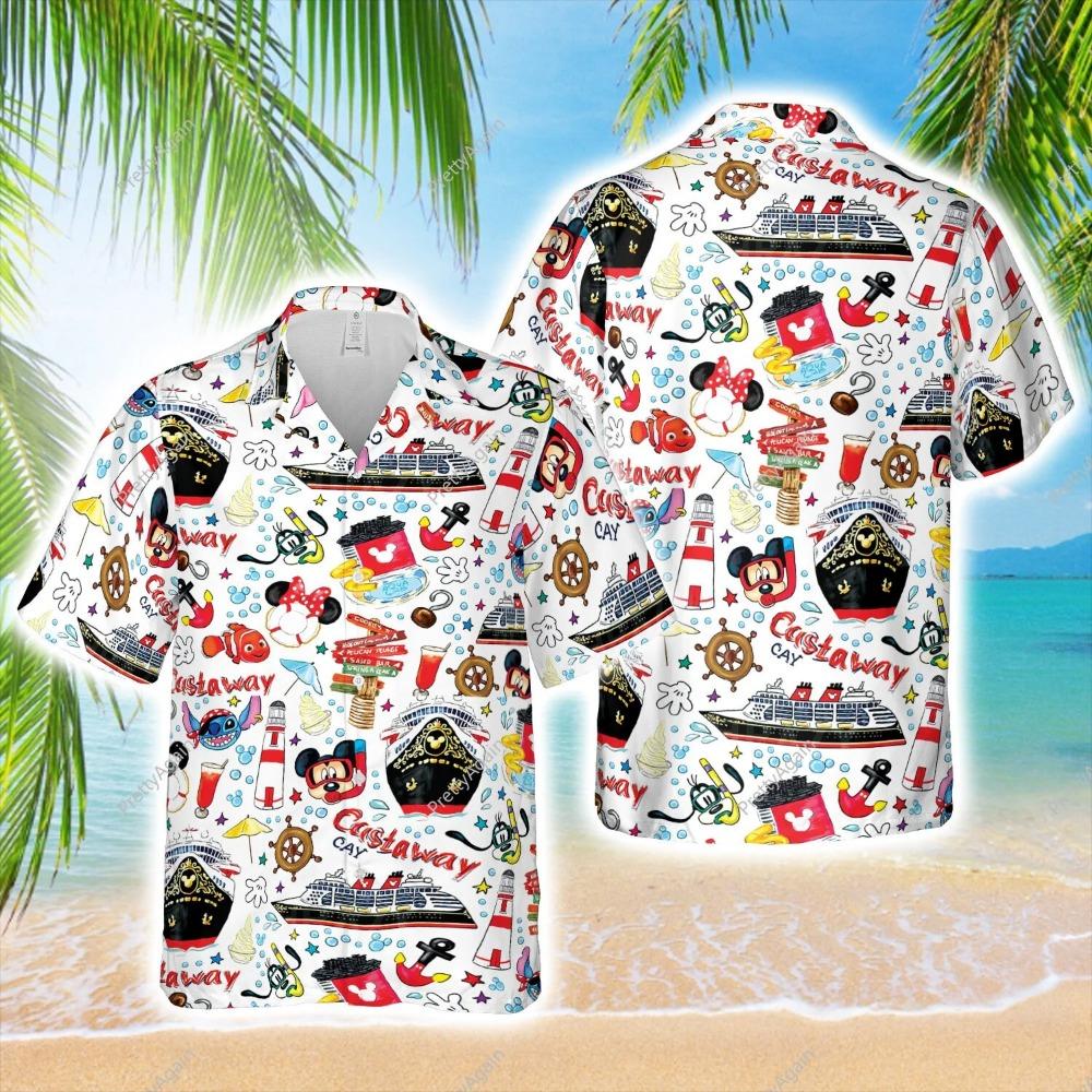 Miniso Disney Cruise Рубашка с гавайским принтом Мужская Женская Мода Пуговицы Короткий рукав Disney Cruise Микки Гавайская рубашка Мужская 4XL