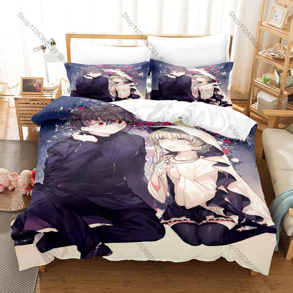 Shiro Seijo to Kuro Bokushi Bedding Set 3Pcs Cecilia Lawrence Pattern Comfort Bed Linen For Fans Duvet Cover Pillowcase