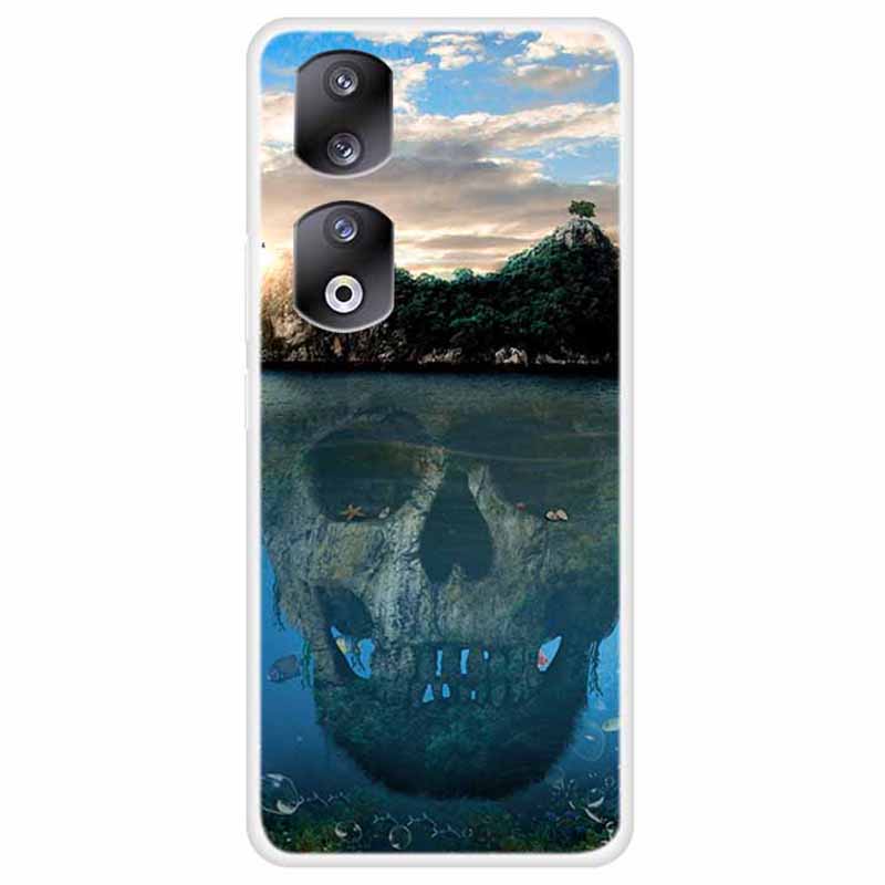 

For Honor 90 TPU Protective Case Printing Pattern Phone Cover Skull Mountain