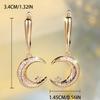 White Zircon Stone Moon Star Hoop Earrings Luxury Female Gold Color Wedding  For Women