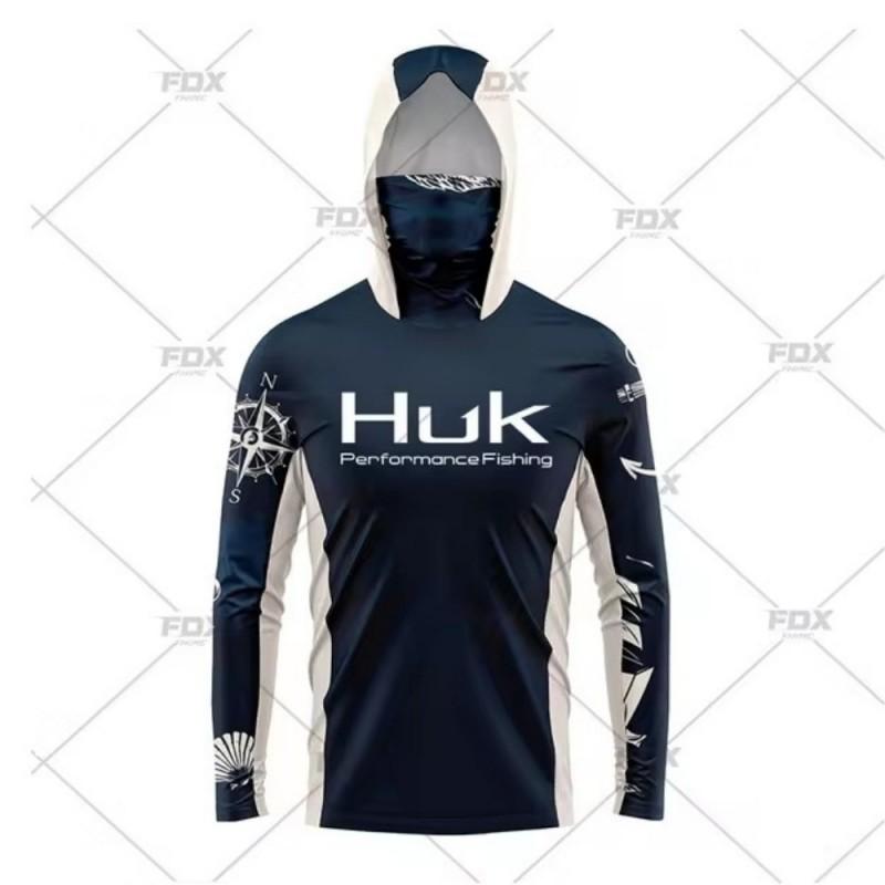 HUK Tuta da Pesca con Cappuccio e Maschera per Sport all'Aperto Leggera Protezione Solare Maniche Lunghe Luya
