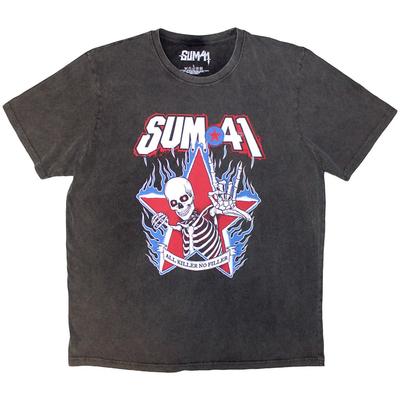 Sum 41 Stone Wash T-Shirt: All Killer No Filler Skeleton (Charcoal Grey) OFFICIA