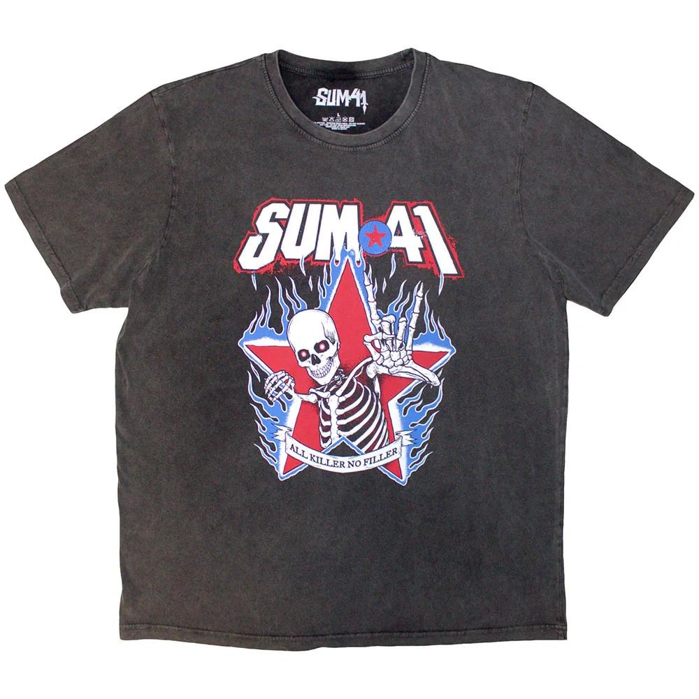 

Sum 41 Stone Wash T-Shirt: All Killer No Filler Skeleton (Charcoal Grey) OFFICIA 2XL