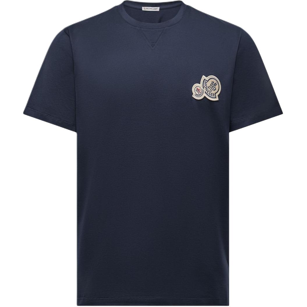 Moncler SS26 Dubbele Logo Patch Katoen Modieus Veelzijdig Comfortabel T-shirt met Korte Mouwen Unisex tops L10918C000688390Y773 L