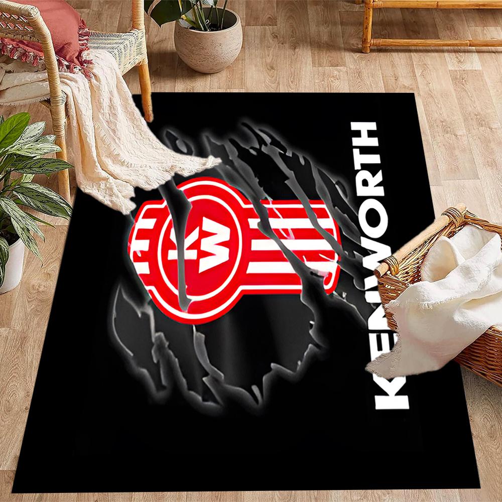 Kenworth Themed Antislip Carpet Durable Polyester Home Decoration Floor Mat Large Size Logo Design Suitable For Bedroom Living Room Restaurant Doorway