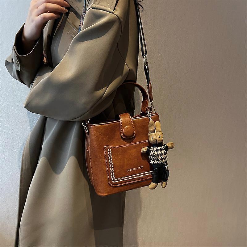 Heißer Verkauf Vintage Einfach Klein PU Leder Eimer Crossbody Tasche für Damen 2023 Designer Mode Dame Luxus Schwarz Schulter Handtasche