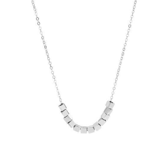 S925 Sterling Silver Gold Square Necklace: Minimalist Sugar Cube Clavicle Chain for Women, Light Luxury Design for Spring/Summer