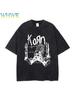 KORN Vintage T-shirts Världsturné T-shirt Korn Tvättad Retro T-shirt 100% Bomull Rundhalsad T-shirts Sommar Streetwear Skjortor