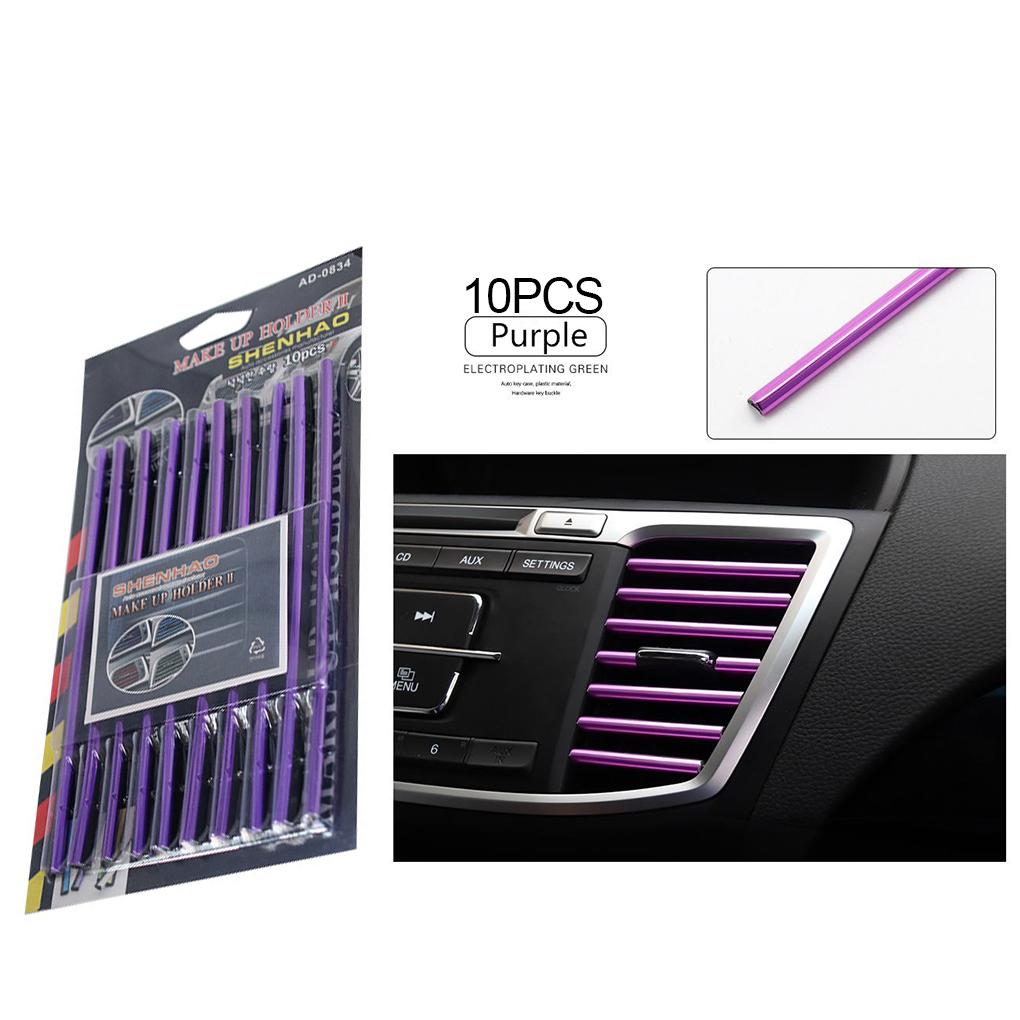 10pcs/set Universal Car Air Conditioner Outlet Decoration U Decoration U Shape Interior Air Vent Grille Decor Strips