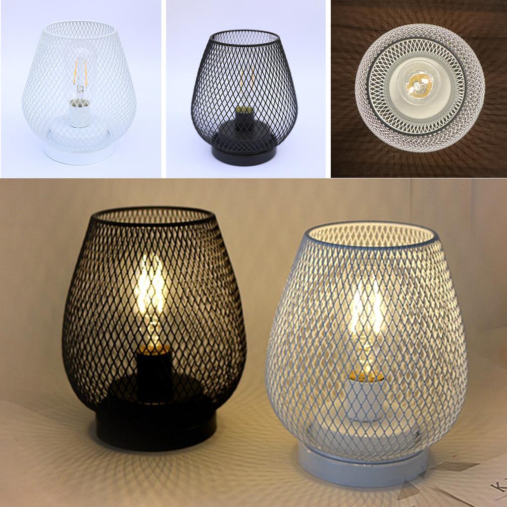 Industrial Style Birdcage Decorative Table Lamp Iron Geometric Retro Lamp Crafts Black And White Silk Screen LED Night Light