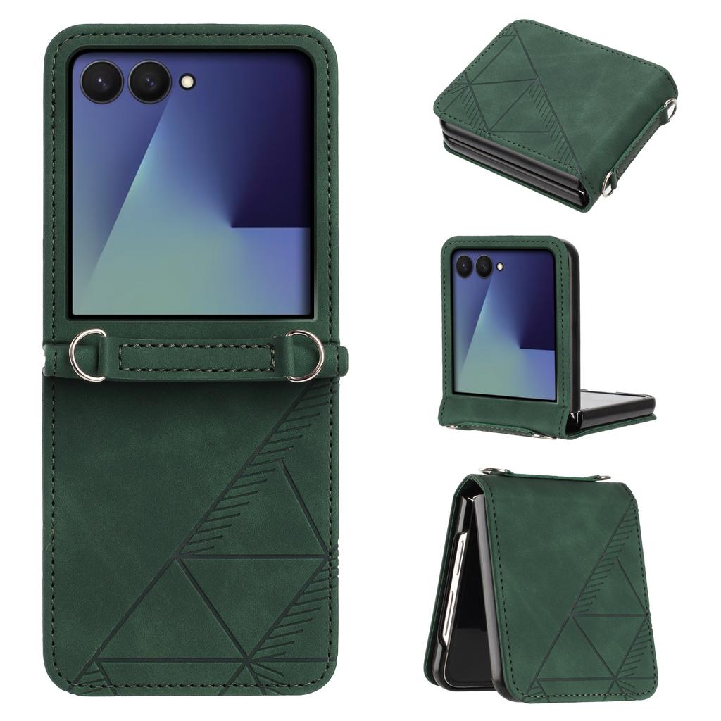 For Samsung Galaxy Z Flip7 5G Case Imprinted Design PU Leather + PC Folding Phone Cover