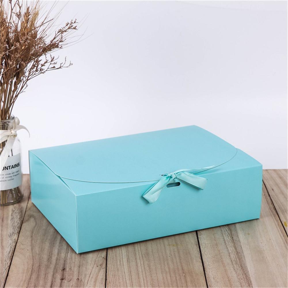 10pcs Square Kraft Paper Box Cardboard Packaging Valentine's Day Wedding Easter Party Gift Box With Ribbons Candy Storage