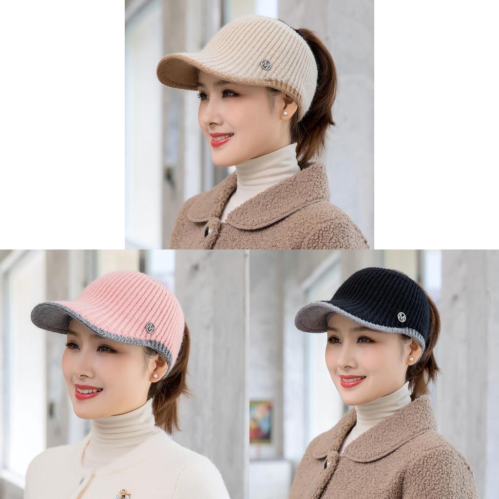 Lightweight Knit Open Top Hat For Women With Letter Embroidery For Outdoor Warmth