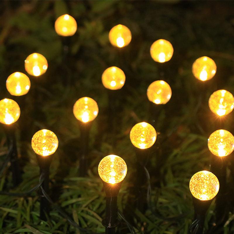 15 LED Solar Bubble Ball Lawn Lights Waterproof Solar Pathway String Light for Outdoor Garden Patios Trail Lighting Decoration
