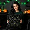 Soft Short Plush Fabric Halloween Ghost Cushion Cover, Throw Pillow Case, 18x18 Inches Pumpkin Holiday Gift for Home Bat Cover Sofa Couch Bed
