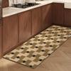 Kitchen Floor Mat Non-slip Waterproof Oil-proof Carpet PVC Leather Lattice Geometric Pattern Rug Long Ruler Home Decoration Mats