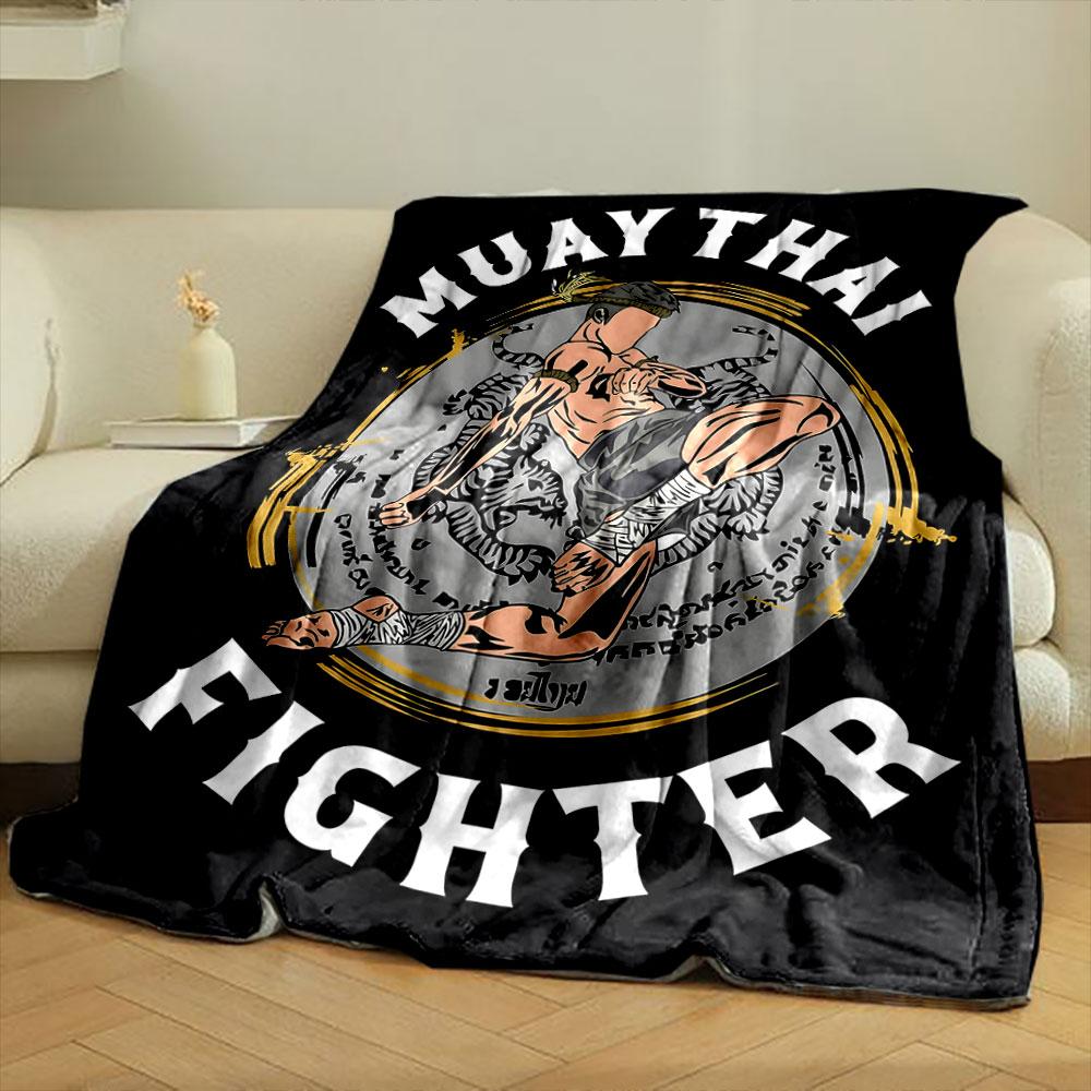 Koc Wojownika Muay Thai Koc do sypialni Koc do salonu Kanapa Koc na przerwę obiadową Miękki koc dla Przyjaciela Festiwal Prezent