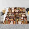Bookshelf Pattern Dark Four Seasons Comfortable Warm Soft Blanket Bookshelf Janeite Jane Austen Classics Classic Literature