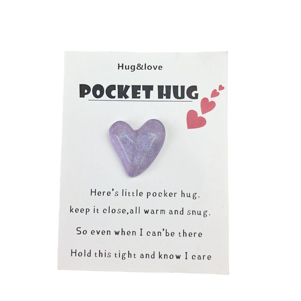 Cute Resin Colored Floral Heart Shaped Pocket Blessing Card