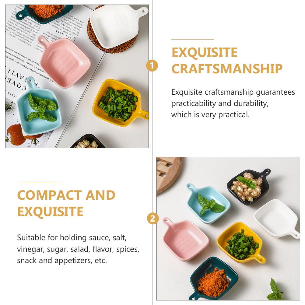 2Pcs Ceramic Sauce Dishes Mini Plates for Kitchen Seasoning Serving Condiment Soy Dipping Bowls Ceramic Seasoning Plate
