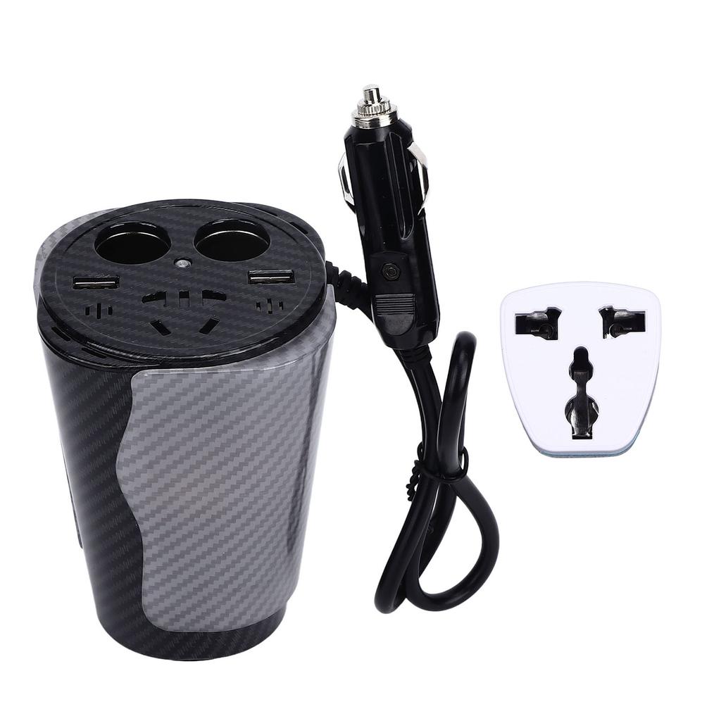 150W Car Power Converter with Voice Controlled LED Colorful Atmosphere Light USB Charging Converter