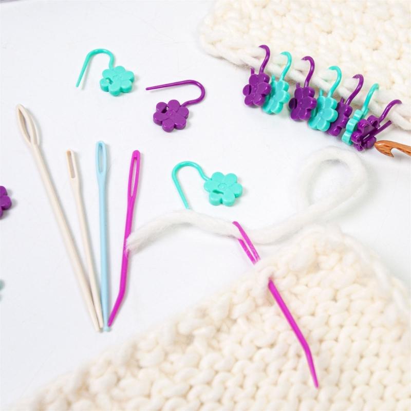 1 Set Knitting Markers Stitching Markers with Yarn Needle Knitting Tool Large Eye Sewing Needle Knitting Needle