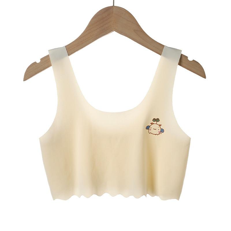 Girls' Seamless Camisole Bra, Developmental Underwear for 6-12 Years Old, Puberty Teen Bra for 10-14 Girls, Summer Kids Training Bra