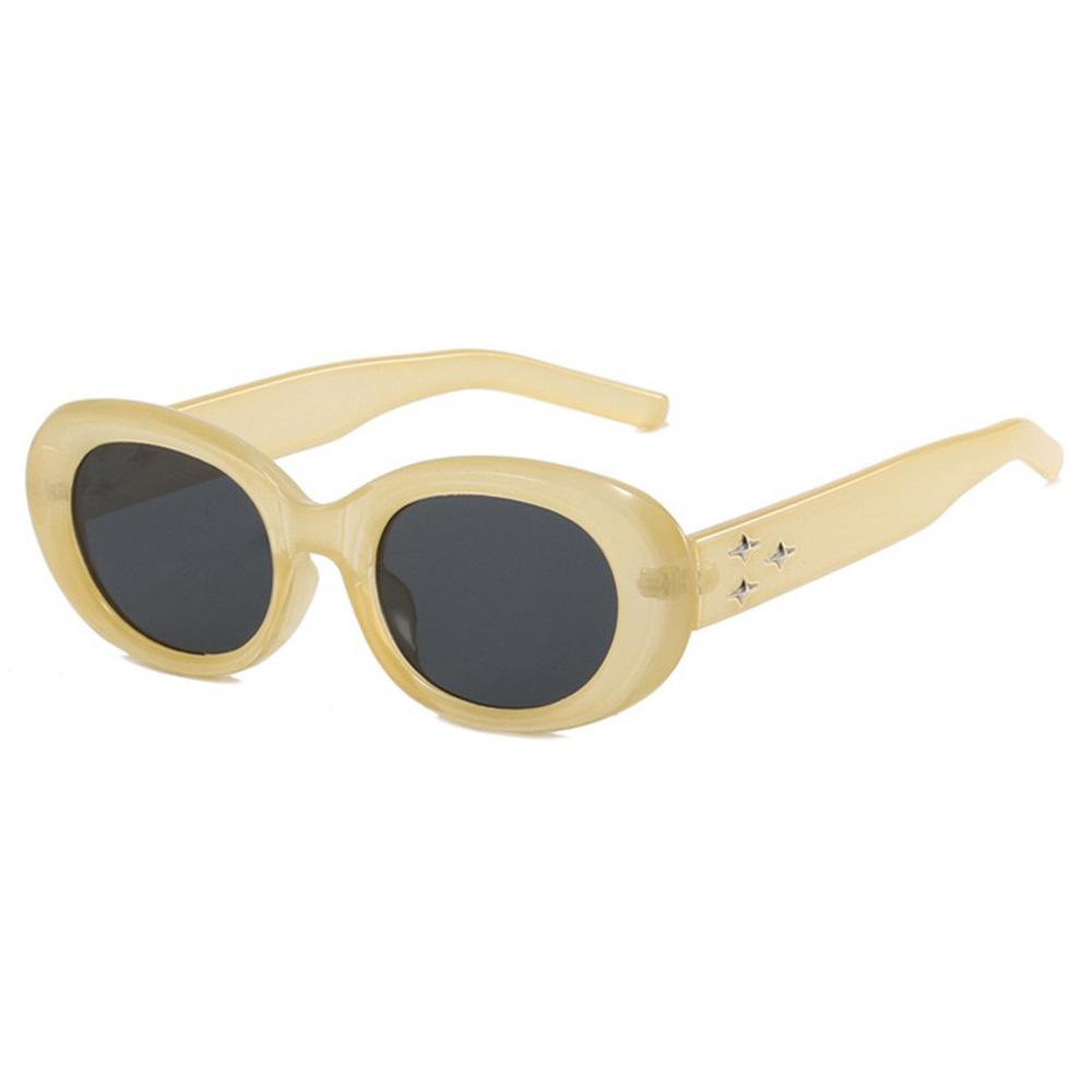 Three Stars Oval Sunglasses Women'S Insgm Anti-Ultraviolet Sunglasses Women'S Polarized Sunshade Ins Wind Uv400