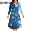 Women'S Dresses For Christmas Snowman Print Dress Autumn Winter Long Sleeve Casual Fashion Round Neck Plus Size Clothing
