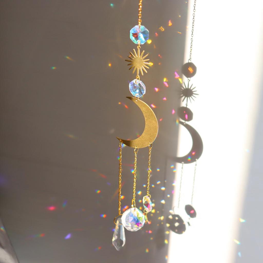 1 Piece, Colorful Metal Rainbow Star Moon Wind Chimes, Sun Catcher Outdoor Window Home Decoration Garden Car Pendant