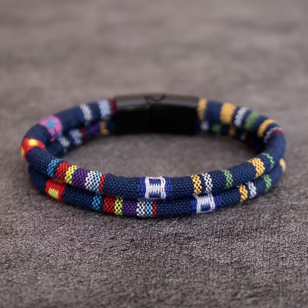 Noter Grade A Ethnic Fabric String Bracelet For Men Double Layer Various Colors Available Sports Sweat Absorbent Braslet Bangle Hombre