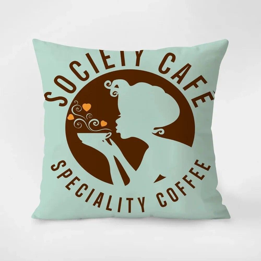 Coffee and Tea Cup Printed Throw Pillow Covers Cafe Tea Restaurant Decorative Pillowcases Sofa Cushion Covers Home Decoration
