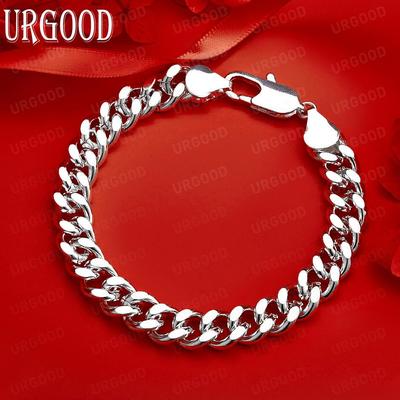 925 Sterling Silver Fashion Jewelry 10mm Side Chain Bracelet