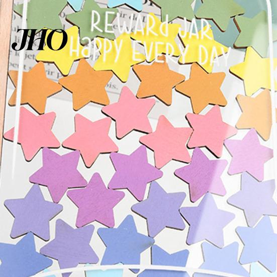 Reward Jar with Stand Wooden 25 Colorful Stars Flowers Kids Students Decoration Potty Training Positive Behavior Chart System Home Classroom