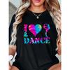 Heart Print with Dancing Letters - Women'S Stylish Casual Sports T-Shirt