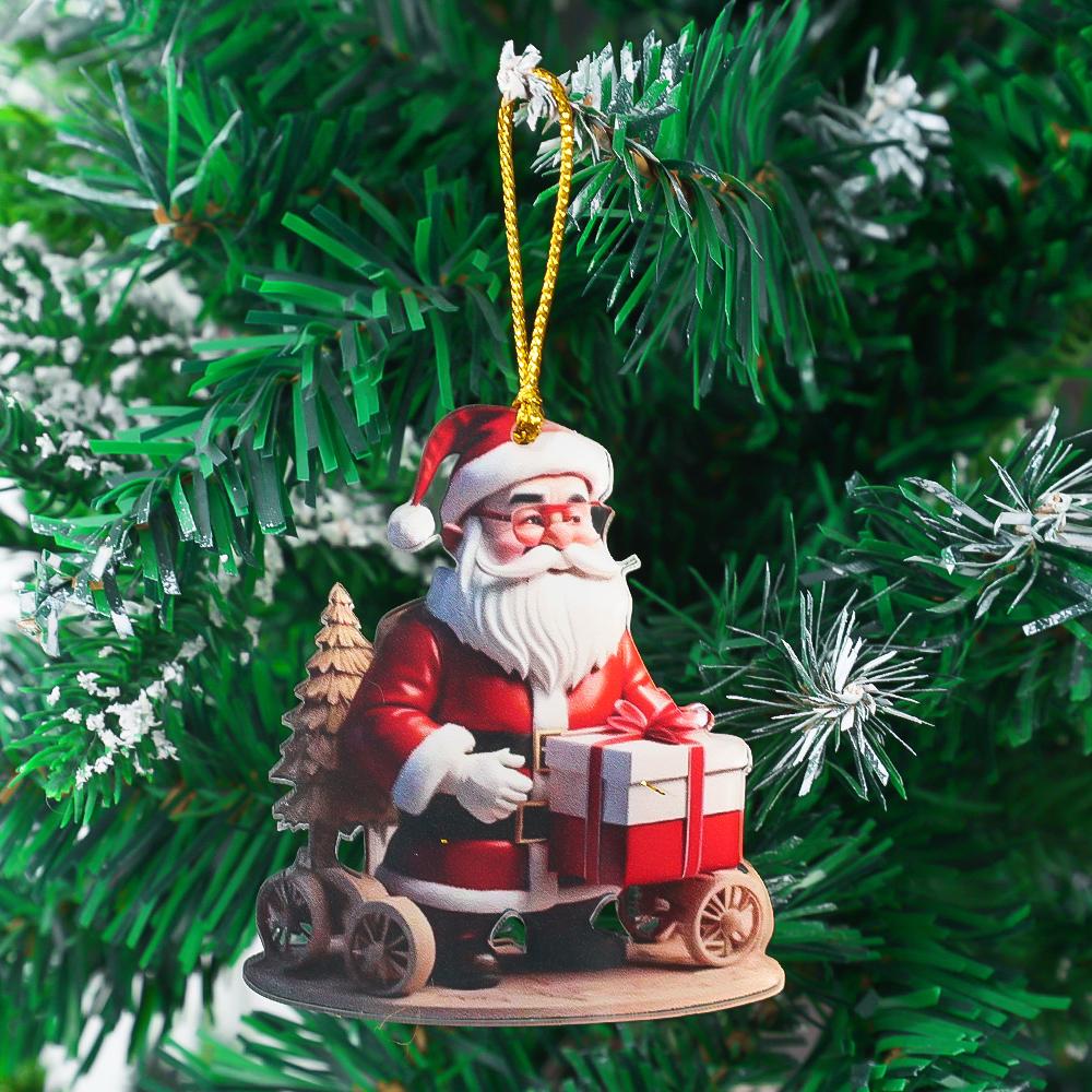 Christmas Character Pendant Acrylic Flat Pattern Santa Claus Boys and Girls Xmas Tree Hanging Car Interior Decoration Pendants