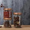 1Pcs Wood Lid Orgnizer Glass Airtight Canister Kitchen Storage Bottles Jar Sealed Food Container Ginger Cereal Dispenser