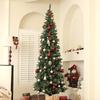 Artificial Christmas Tree 225 Cm with 980 Branches 38 Pine Cones and Metal Stand Christmas Tree for Living Room Indoor Green