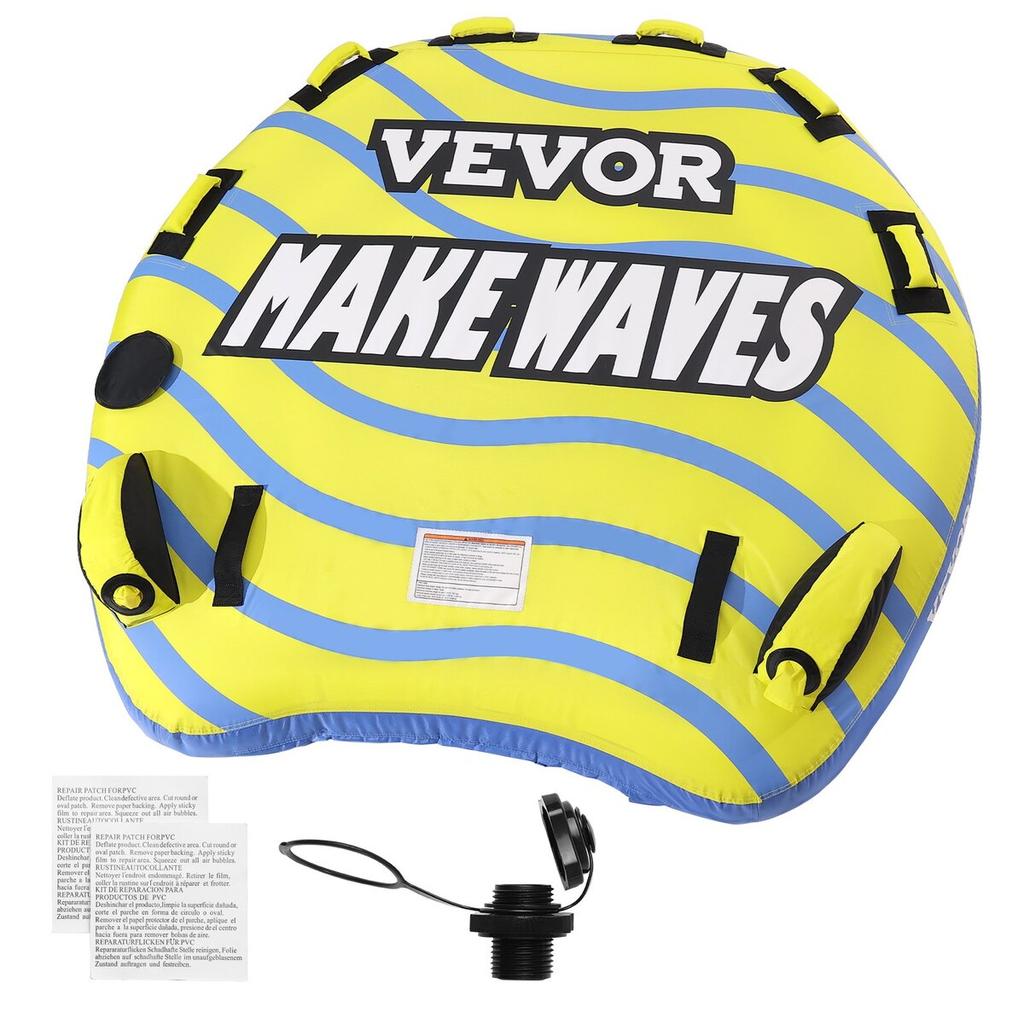 Towable Tube for Boating, 1-3 Riders Inflatable Towable Tube with Bumper Fins, 510 Lbs Water Sport Towable Tubes for Boats To Pull, Full Nylon Cover,