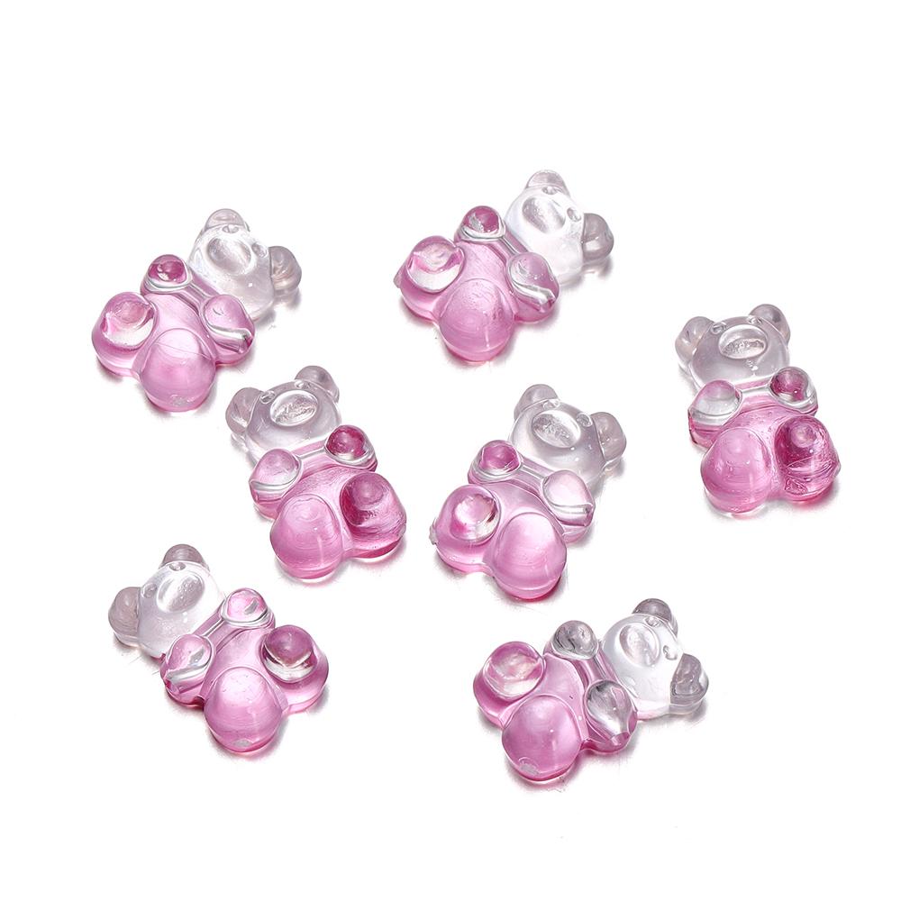5Pcs/lot Colorful Acrylic Bear Bead Metal Color Spacer Loose Bead for Necklace Bracelet Earrings Jewelry Making Supplies