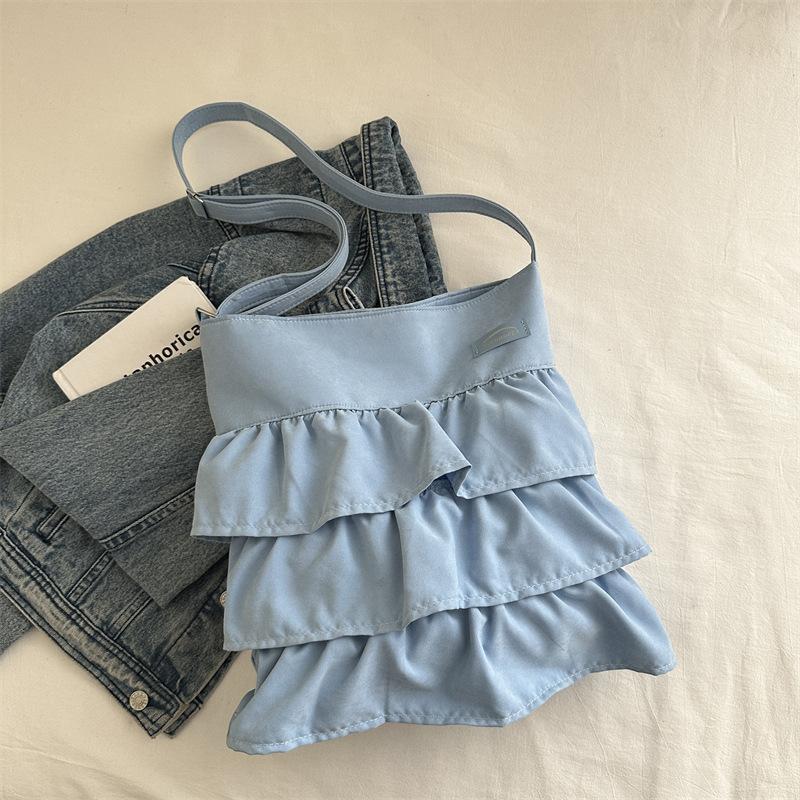 

Korean skirt ruffle cloth bag women s 2025 new trendy fashion niche tote bag large capacity messenger bag