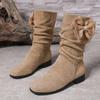 Fashion Ladies Shoes 2025 Fashion Slip-on Women's Boots New Butterfly-knot Modern Boots Women Winter Plus Size Mid-Calf Boots Zapatos