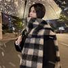 North thickened warm scarf soft waxy couple shawl winter high sense solid color versatile fringed scarf women