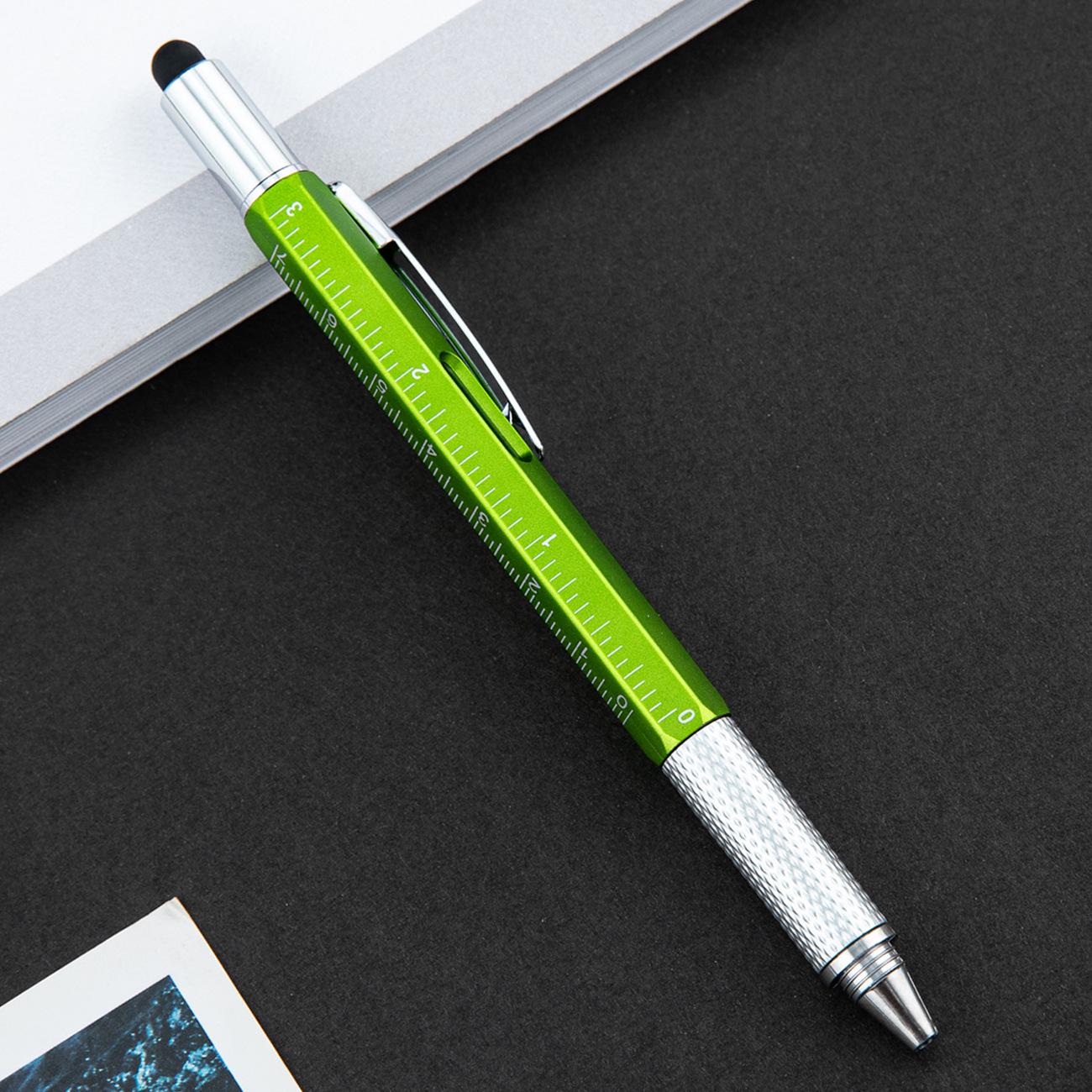 

6-in-1 Tool Pen: Level, Ruler, Stylus, Ballpoint, Flathead & Phillips Screwdriver Bullet Type 1.0 светло-зеленый