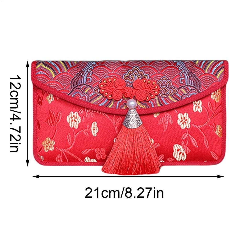 Red Envelopes Chinese Bronzing Foil Packets Wedding Red Envelope With Tassels For Adults Elders Home Family Gathering Holidays