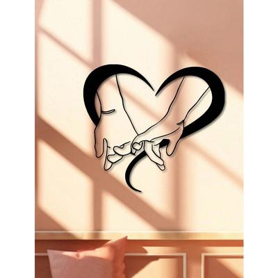 1 Stück Hand-in-Hand Metalldrahtkunst, Minimalistische Schlafzimmer Wandkunst, Paar Symbol, romantische Wandkunst, Handhaltendes Geschenk für Paare, Wohndekor, Raumdekor