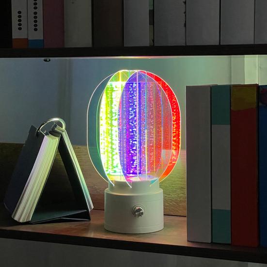Aurora Night Light Stepless Dimmable 360-Degree Rotating RGB 7 Colors Rechargeable Aurora Light Projector Bedside Lamp