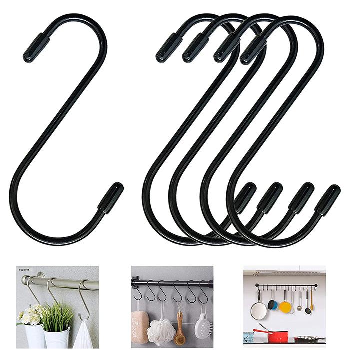 Factory E-Coating Black Carbon Steel S Hook S Shape Hanging Hook for Cloths and Kitchen Ware