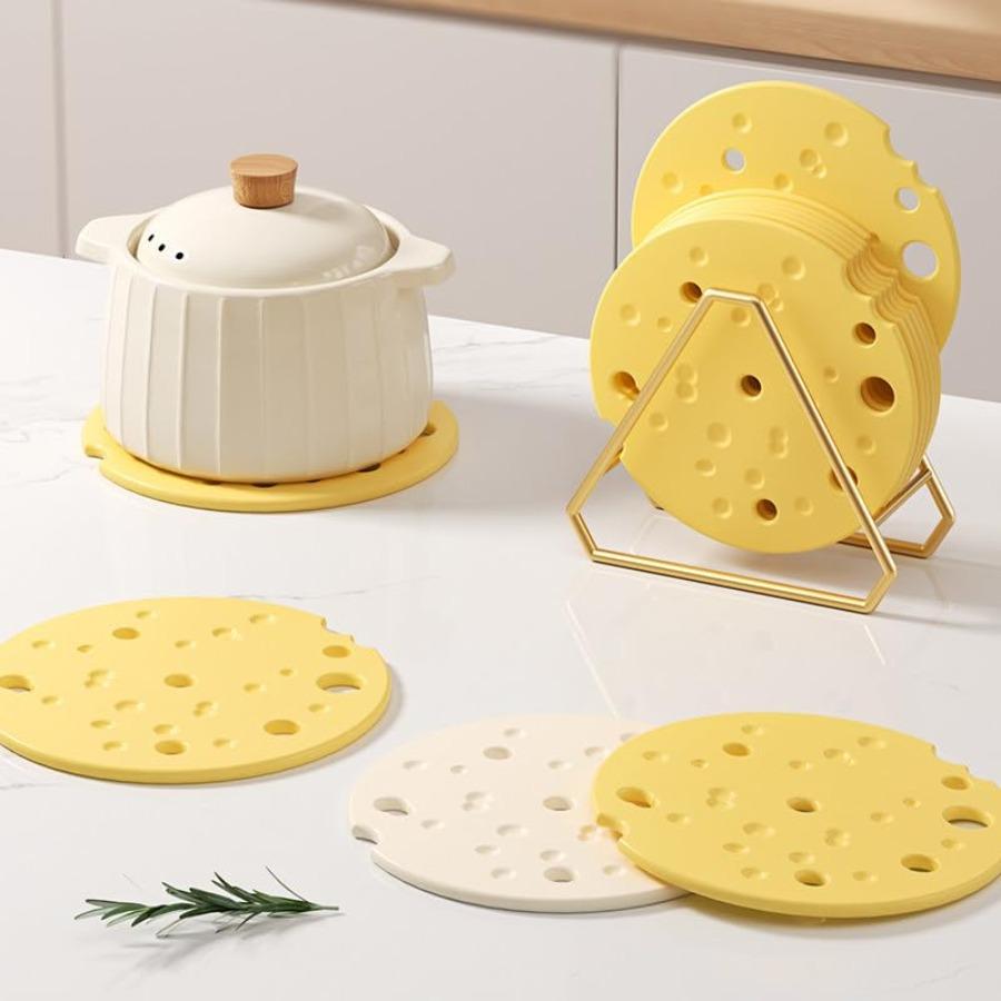 1/2pcs Heat-resistant Mat Cheese Shape Non-Slip Table Mat Anti-scald Cup and Bowl Mat Oil-resistant for Sideboard Kitchen Bar