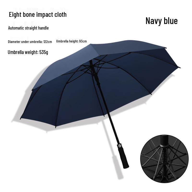 Long Handle 8-Rib Golf Umbrella - Automatic, Straight Handle, UV Protection, Rainproof for Sun and Rain